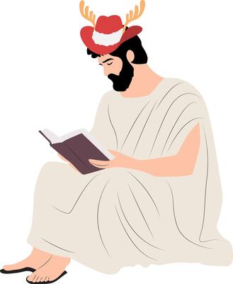 Christmas Bearded Man Reading Festive Book