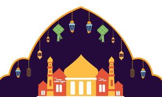 The mosque is in the middle of a mosque vector