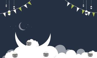 Sheep in the moonlight background vector