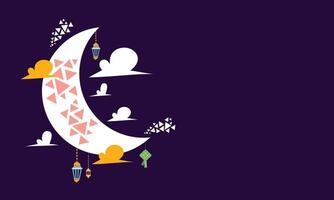 A crescent with a moon and clouds on it vector