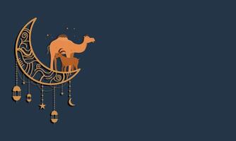 A camel and a star on a crescent vector