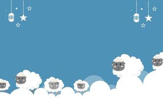 Sheep in the sky background with stars and clouds vector