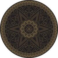 Native American round contour gold with black pattern. Geometric shapes in a circle. National ornament of the peoples of America vector