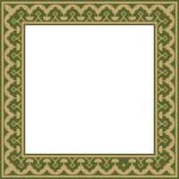 square gold with green national Persian ornament. Rectangle, frame, border, ethnic pattern of the peoples of Iran, Tajikistan vector