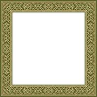 square gold with green border, frame, Pompeii. Rectangle Neopolitan ornament. Art of Ancient Rome. vector