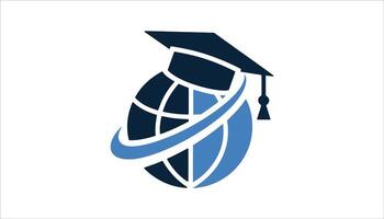 Global Education Icon with Graduation Cap for International Learning vector