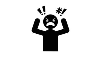 Angry Person Icon with Exclamation and Hashtag Symbols High Resolution Picture vector