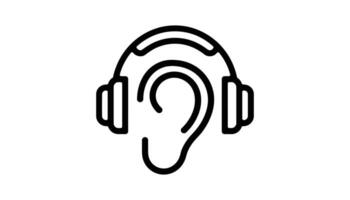 Headphones Icon in Simple Outline Style vector