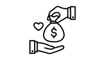 Hand Giving Money with Heart Symbol Icon High Resolution Picture vector
