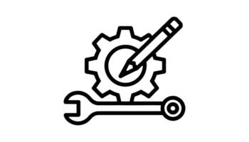 Gear and Wrench with Pencil Icon for Engineering and Design High Resolution Picture vector