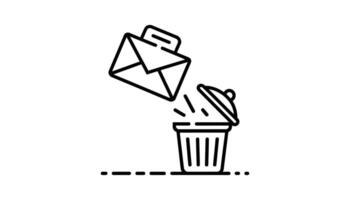 Discarded Email in Trash Can Symbol Icon vector