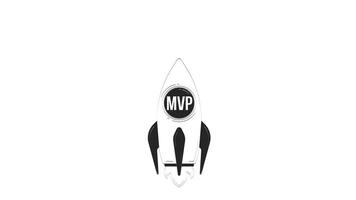 MVP startup rocket launch outline 2D object doodle animation. Business takeoff. Viable product blasting off with smoke animated item isolated on white. Monochrome linear drawing 4K video