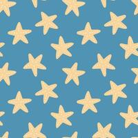 seamless minimal starfish repeat pattern in blue background vector