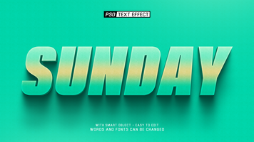 sunday 3d text effect psd
