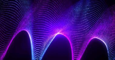 Abstract rotating surface made of particles. High-tech colored spiral video