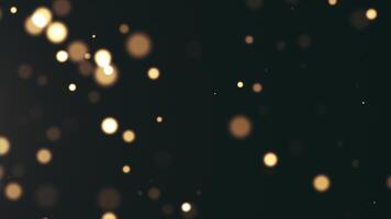 Modern abstract golden particles animation concept for birthday and holiday celebrations. 4k bokeh background with light particles on dark background. Animation footage with light leak effect. video