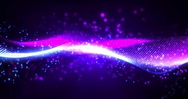Abstract digital dynamic waves of particles with light movement of surface from dots background, data flow, cyber technology. 3D visualization. Seamless looping 4k video