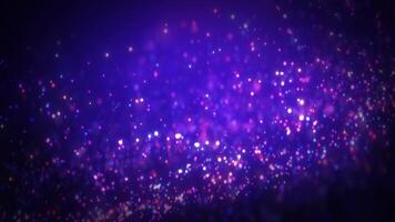 Abstract colorful liquid particles animation concept for birthday and holiday celebration. 4k bokeh background with light particles on dark background. Animated footage with light leak effect. video