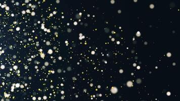 Abstract golden particles animation concept for birthday and holiday celebrations. 4k bokeh background with light particles on dark background. Animated footage with light leak effect. video