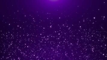 Abstract glowing particles falling shiny fairy twinkling stars and glitter. Magic sparkling purple rain. Background for holidays, new year and Christmas. seamless loop video