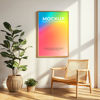 White Frame on Plain Wall for Art Display psd