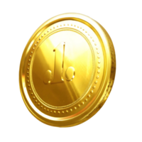 A 3D Render of a Shiny Gold Coin with the Number 10 Embossed on it png