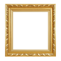 Ornate Gold Picture Frame Isolated on transparent Background A Luxurious Decorative Element for Artwork Display Elegant and Refined Design Ideal for Gallery or Home Decor png