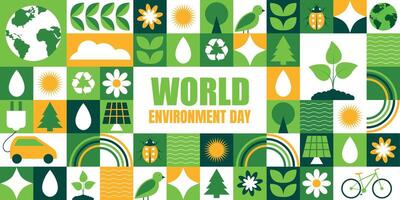World Environment Day. Banner, poster, abstract background in modern geometric style. vector