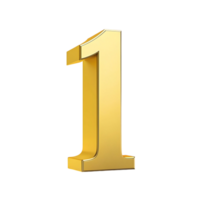 Three dimensional gold number one on transparent background first place winner champion gold number one png