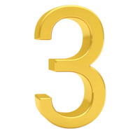 A Stunning 3D Render of a Golden Number Three on a transparent Background A Perfect Symbol of Third Place Achievement or a Third Anniversary png