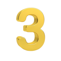 A 3D Render of a Gold Number Three on a transparent Background This is a high quality perfect for backgrounds websites or presentations png
