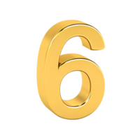 A Stunning 3D Render of a Gold Number Six on a transparent Background png