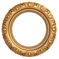 Ornate Gold Round Frame with Intricate Design Elements for Elegant Display png