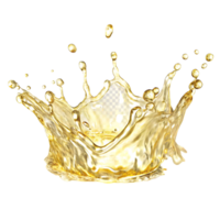 Stunning Golden Liquid Splash Crown A mesmerizing 3D render of a golden liquid creating a crownlike splash png