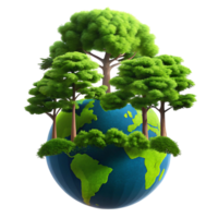 An image of a green earth with trees on it png
