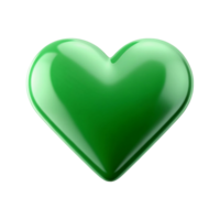 A Shiny Green Heart Shape on transparent Background 3D Render png