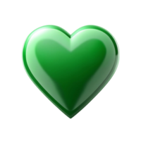 A Shiny Green Heart Shape on transparent Background Beautiful Glossy 3D Render png