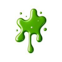 Shiny Green Liquid Blob Dripping Downward on transparent Background Splotch of paint Splashing vibrant color png