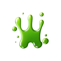 Bright Green Slime Blob Splash with Droplets on transparent Background Digital png
