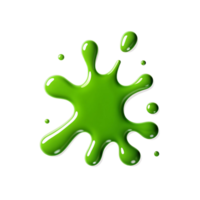 Bright Green Gooey Blob Splash on transparent Background Shiny 3D Render of a Viscous Liquid Splotch png