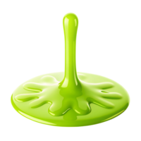 Bright Green Liquid Droplet Splashing and Spreading on transparent Background Detailed 3D Render png