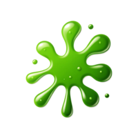 Bright Green Slime Splatter with Glossy Texture and Small Droplets png
