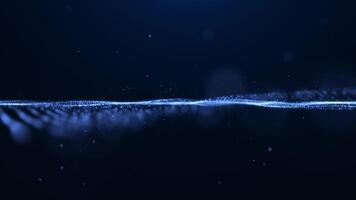 Abstract glowing digital cyberwave particles bright energy surface of dots moving on blue background big data visualization futuristic and tech 3D 4K seamless loop. video