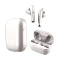 Wireless Earbuds with Charging Case Elegant Design Modern Technology White Color Bluetooth Headphones Portable Audio Device png