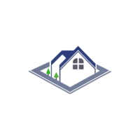 Isometric of a House with Trees and a Yard Modern Real Estate Property Design png