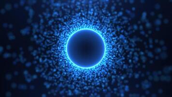 Digital futuristic tunnel or technological travel in time and space at high speed, moving bright neon particle lines and bright dots. High-tech corridor, warp speed, wormhole video
