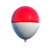 A red and white balloon representing the Indonesian flag floats against a transparent background png