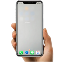 A hand holding a silver iPhone X showcasing its sleek design and user interface with various apps visible on the home screen png