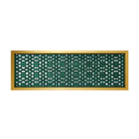 Elegant Green and Gold Geometric Pattern in a Rectangular Frame Islamic Art Design png
