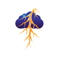 Abstract lightning bolt striking a cloud with deep roots ry png
